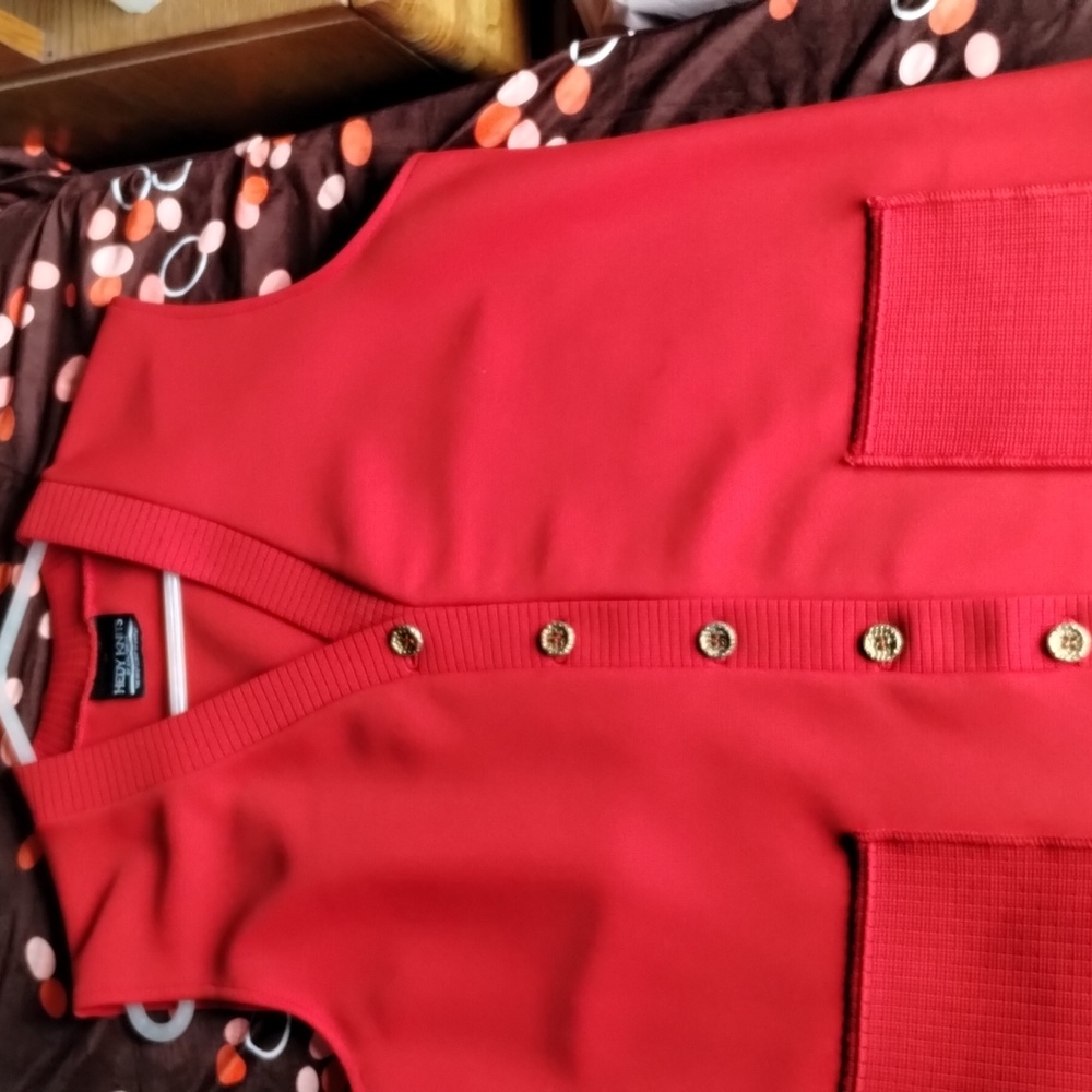 Red button up vest